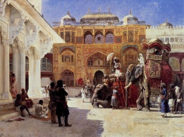 Arrival Of Prince Humbert The Rajah At The Palace Of Amber Persian Egyptian Indian Edwin Lord Weeks Oil Paintings